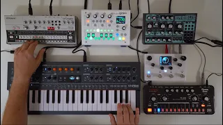 Arps and acid with Midicake ARP, Arturia Minifreak, TT-303, Dreadbox Erebus, Roland TR-06, Meris LVX