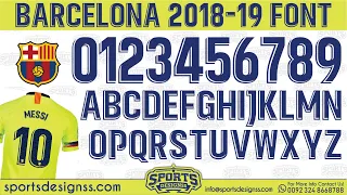 FC Barcelona 2018-19 Away Kit Font Free Download by Sports Designss