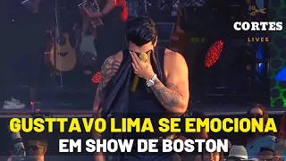 GUSTTAVO LIMA CHORA AO RECEBER PRESENTE DA SUA EQUIPE EM SHOW DE BOSTON