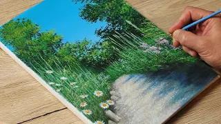 Lovely summer path / Acrylic Painting / Vadym art