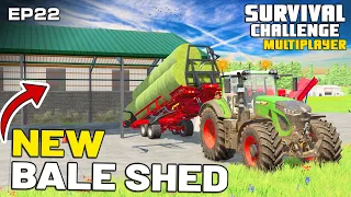 BUILDING A BALE AND EQUIPMENT STORAGE SHED Survival Challenge Multiplayer FS22 Ep 22
