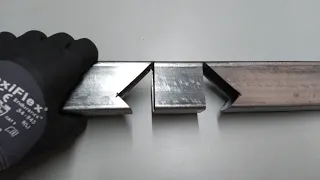 Cutting steel tubes with 90-degree corners.