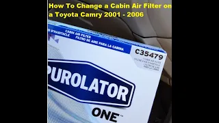 How to Replace a Cabin Air Filter on a Toyota Camry 2001, 2002, 2003, 2004, 2005, 2006