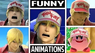 Terry Bogard Various FUNNY ANIMATIONS in Smash Bros Ultimate (Drowning, Dizzy, Star KO, & More!)