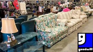 GOODWILL SHOP WITH ME FURNITURE SOFAS ARMCHAIRS TABLES KITCHENWARE DECOR SHOPPING STORE WALK THROUGH