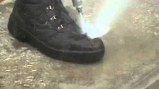 Safety at work - Water Jetting boots damaged by high pressure water
