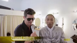 Robin Thicke, Pharrell On "Blurred Lines" Music Video Set