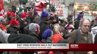 U.S. fast-food workers strike over low wages in nationwide protests