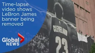 LeBron James banner removed (for second time) in time-lapse video