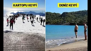 Kemer'de iki mevsim bir arada