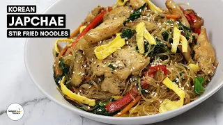 Korean Japchae | 잡채 | Glass Noodles Stir Fried with Vegetables | Korean Japchae Noodles