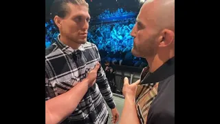 Alexander Volkanovski and Brian Ortega faceoff before UFC 266....