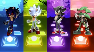 Sonic exe 🆚 Hyper Sonic 🆚 Dark Blue Sonic 🆚 Green Sonic | Sonic Tiles Hop Music Gameplay