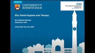 Dental Hygiene and Therapy Talk - Undergraduate Open Day - June 2020