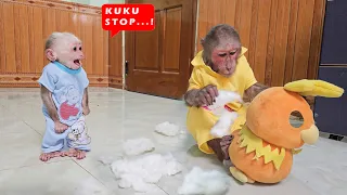 So funny cute! Monkey Su cried angrily when Kuku destroyed toy and ending...???