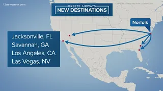 Breeze Airways to introduce non-stop flights to LA at Norfolk airport