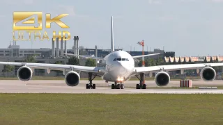 (4K) Close up Taxi & Engine Spool up Compilation Widebody Airbus A340 A330 A350 at Munich Airport