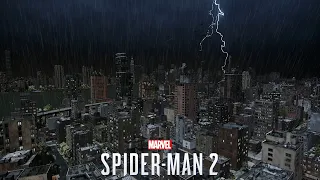 New York Thunderstorm - Marvel's Spider-Man 2 | Heavy Rain, Rolling Thunder, Lightning, City Sounds