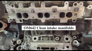 OM642 (oil cooler leak fix 6) Cleaning intake manifold & engine front with serpentine belt removal