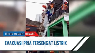 Evakuasi Pria Tersengat Listrik II ibu ibu Berbekal Sapu Ijuk, Berhasil Gagalakn Aksi Curanmor