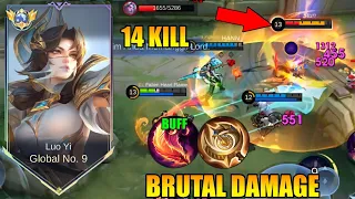 14 KILL! CRAZY LUO YI FULL DAMAGE BUILD!! LUO YI BEST BUILD & EMBLEM 2024 | MLBB