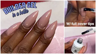 HOW TO use BUILDER GEL in a BOTTLE with full cover nail tips | Nailwind