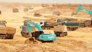 Incredible Kobelco Excavator Loading Dirt on Dump Truck | Great Excavator Equipment in the World