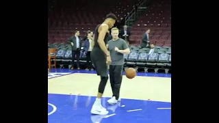 Giannis Antetokounmpo showing his football skills