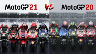 MotoGP 21 || MotoGP 21 GP Bikes ( Rain ) Vs MotoGP 20 ( Rain ) || Drag Race IN Rain || 4K ||