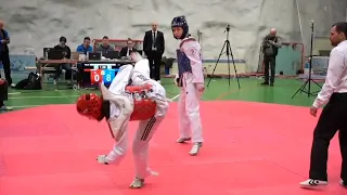 Taekwondo girl knock down