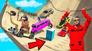 GTA 5: AVENGERS ARMY & SHINCHAN vs ULTIMATE RAMP JUMP CHALLENGE with CHOP & BOB (GTA V Mods)