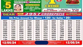 Lottery Sambad Live 08:00 pm 12/05/24 Night Nagaland State Dear Lottery Result Today