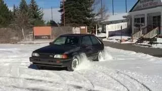 1988 Mazda 323 GTX snow drifting (high fps slow motion)