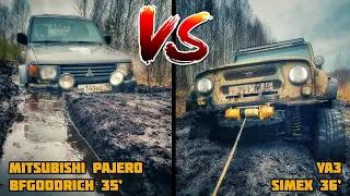 MITSUBISHI PAJERO ЗА 200 т.р. НА OFF-ROAD vs УАЗ. ПОРВАЛИ ПОЛУОСИ НА ТОРФАХ.