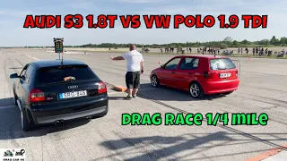 Audi S3 1.8T APY vs VW Polo 1.9 TDI drag race 1/4 mile 🚦🚗 - 4K UHD