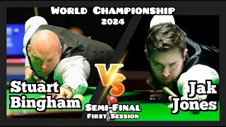 Stuart Bingham vs Jak Jones - World Championship Snooker 2024 - Semi-Final - First Session Live