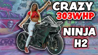 Girl Rides 300HP Ninja H2 *CRAZY*