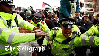 Pro-Palestine protesters clash with police during London march