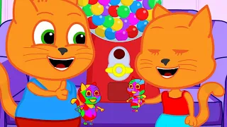 Cats Family in English - Gumball Machine For Creativity Cartoon for Kids