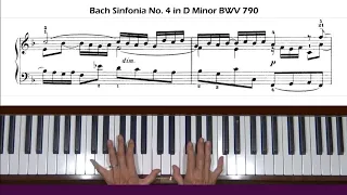 Bach Three Part Invention Sinfonia No. 4 in D Minor BWV 790 Piano Tutorial