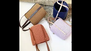 حقيبة حمل سهلة الكروشيه مكونة من 2 شلات من نمط خيوط الكروشيهCrochet bag/Bolso de crochet