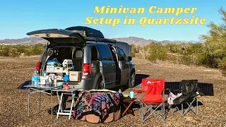 Quartzsite Minivan Camper Setup | VAN LIFE at Camp in the Arizona Desert + Coyote Sighting!