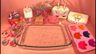 *UNICORN Slime~🦄 Mixing Makeup, Kinetic Sand, Glitter, & Gems into Slime! 🩷