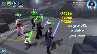 Jedi Master Luke vs Jedi Master Kenobi Swgoh Arena