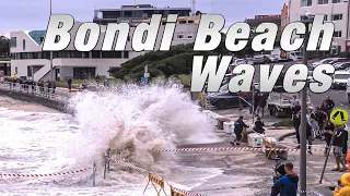 Incredible scenes as huge waves impact Bondi Beach sending the sea onto the road - 02 April 2022