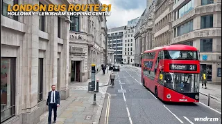 Experience London Bus 21: Upper-deck point-of-view from North to Southeast London with some rain 🌧️