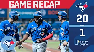 Blue Jays tally 27 hits and score 20 runs in BIG night against Rays!