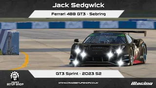 iRacing - 23S2 - Ferrari 488 GT3 - GT3 Sprint - Sebring - Jak