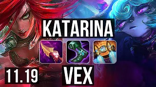 KATARINA vs VEX (MID) | 2.3M mastery, 800+ games, 14/3/4, Godlike | EUW Master | v11.19