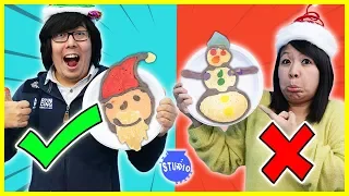 Christmas Pancake Art Challenge! Learn to Make DIY Pancake Art!!!